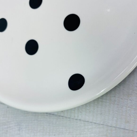 Coastline Imports White Black Polka Dots Earthenware 8" Round Plates Set of 4 - Picture 15 of 16